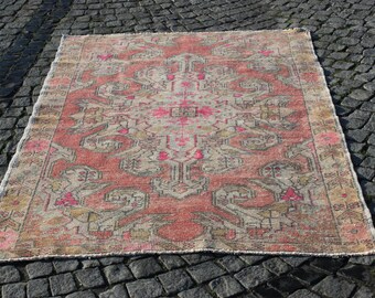 Pink Oushak Carpet,6.7"x4.4"Feet, 204x135 cm,Handknotted Vintage Carpet Rug, Turkish Carpet,Decorative Anatolian Carpet Rug