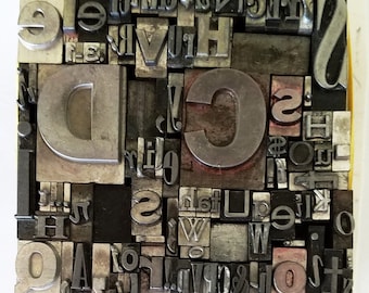 Vintage Letterpress Type Printing Metal Mixed Font