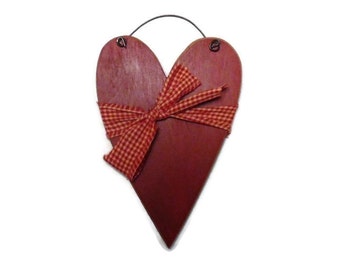Valentine Heart, Primitive Heart, Simple Prim Heart, Primitive Decor, Wall Hanging, Handmade, 8 X 5 Real Birch Wood Heart, Made in the USA