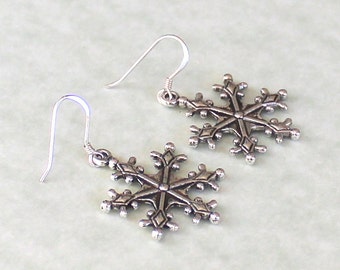 Snowflake Earrings - Snowflake Jewelry - Winter Jewelry - Winter Earrings - Holiday Jewelry - Holiday Earrings - Christmas Earrings CE05
