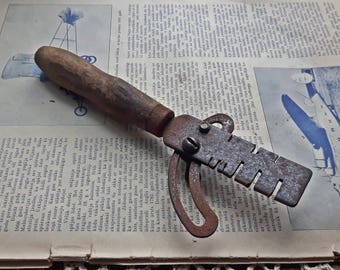 Vintage tool for hand saw, antique metal tool with wooden handle, industrial, collectibles tool, made in Russia