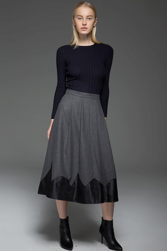 Items similar to Wool skirt, womens skirts, pleated skirt, gray skirt ...