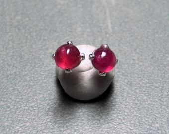 4mm Natural Ruby Gemstone Post Earrings with Sterling Silver
