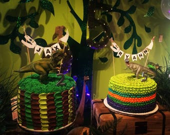 Dinosaur name cake topper, dinosaur birthday banner, cake topper for dino birthday. boys dinosaur party