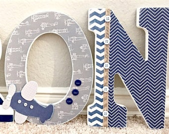 Nautical letters nautical nursery letters wooden letters