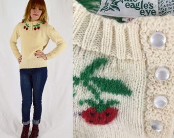 1970s The Eagle's Eye Strawberry Wool Sweater