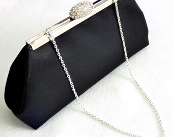 Black And Eggplant Bridal Clutch, Wedding Clutch, Mother Of The Bride Gift, Bridal Shower Gift, Personalized Clutch Custom Clutch Gift Ideas
