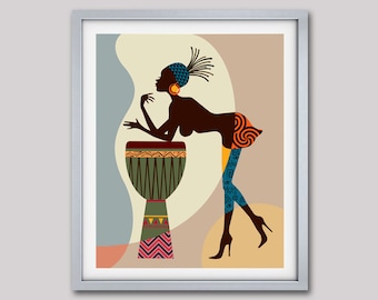 African American Art, African wall Art Decor, African Woman, African Art painting, Black Woman Painting, Black Woman