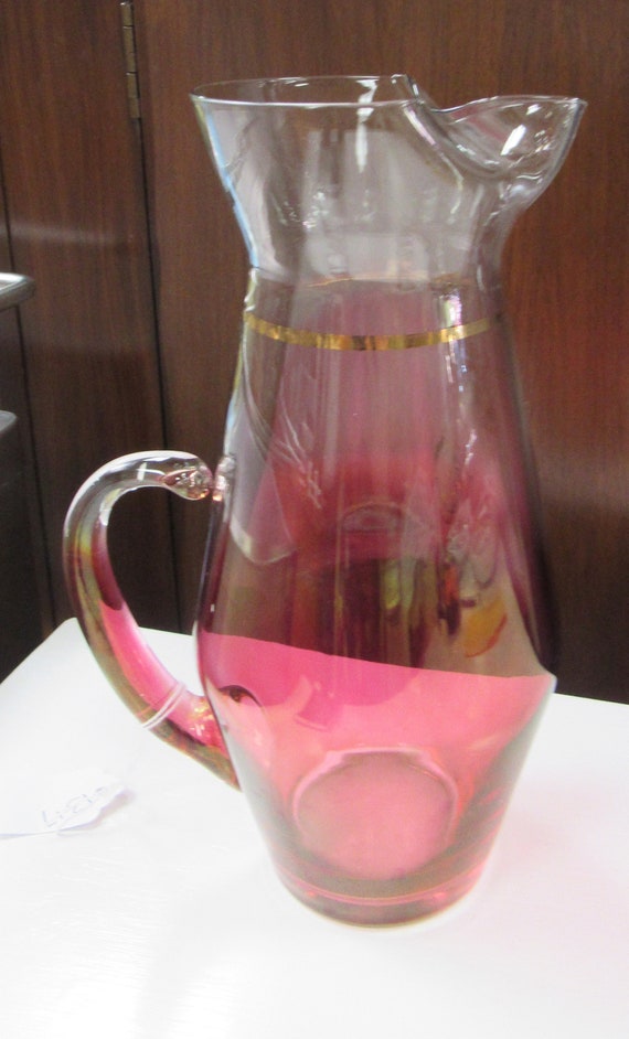 Red glass cocktail pitcher