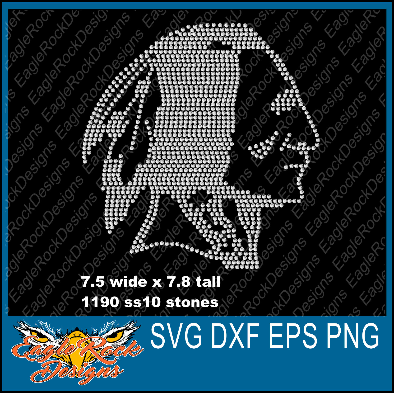 Download Rhinestone Indian SVG DXF EPS Digital Cut File for Cameo