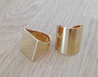 Adjustable ring, set of two rings, statement ring, wide band ring, band rings - A20