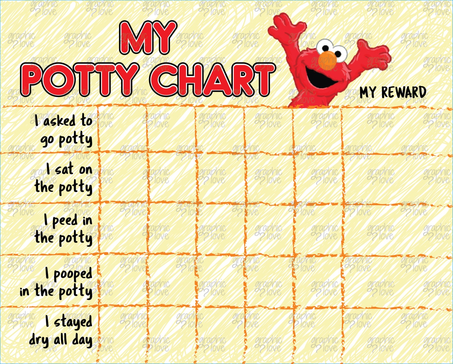 Image of an Elmo potty chart reward system