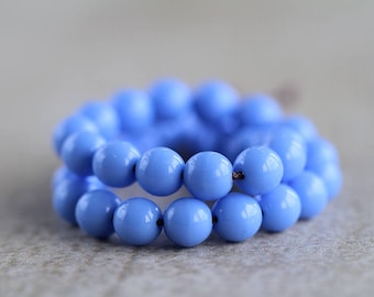 6mm Periwinkle Blue glass beads, Czech Glass Druk Beads, Glass Round Beads (50pcs) 1.2.6