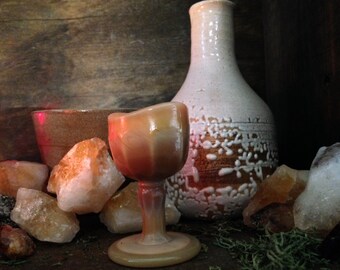 Vintage Orange Glass- Eye Wash Cup- Vintage Pedestal Eyebath- Eye Cup
