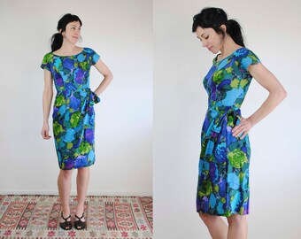 Paradise Hawaiian dress 60s wiggle Hawaii vintage retro hippie tropical pin up dress