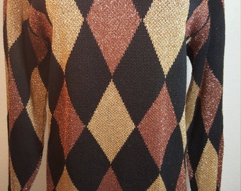 FREE SHIPPING Vintage 1980 Metallic Pullover