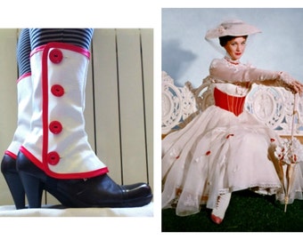 Mary Poppins Medium white spats waterproof cosplay Gaiters