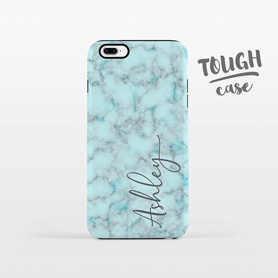 Marble NAME Custom iPhone Case Personalized iPhone 8 Plus Case iPhone X Case iPhone 7 Case iPhone 6 Plus iPhone 6s Aqua Phone Case TOUGH