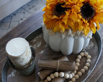 Farmhouse Wood Bead Garland with Jute Tassels