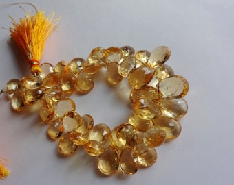 4-inch strand AAA quality Natural Citrine faceted pear drop size 12-15mm GW197