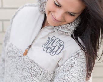 Monogram Sherpa Pullover, Monogram Fleece Sherpa, Sherpa Sweatshirt, Pullover, Monogrammed Pullover, Sherpa Pullover, Bridesmaids Gift