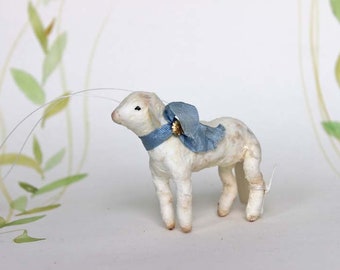 Nostalgische Wattefigur Lamm Ornament Spun Cotton Weihnachten