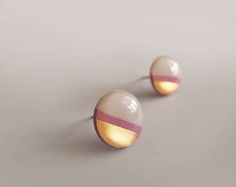 White Fuchsia with 23k Gold - Hypoallergenic Titanium Posts