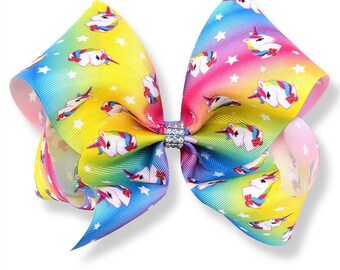 Big and Bright 8 inch Rainbow Unicorn Bow