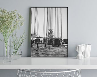 Amusement Park//amusement park//Barcelona//Tibidabo//Black and white//photography//print//office Decor