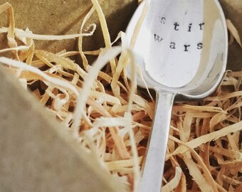 STIR WARS teaspoon - Star Wars Fans - Funny - Handstamped spoon - Nerdy gift