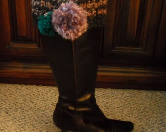 Stripe Boot Cuff/Retro Boot Cuff/Boot Topper/Boot Legwarmer/Purple & Black Boot Cuff/Gift for Her/BoHo Boot Cuff/Peace and Love Boot Topper