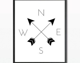 Compass Wall Art // Nautical Decor // Compass Decor // Compass Art // Compass Wall Decor // Compass Print // Compass Printable