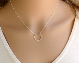 Circle Necklace, Silver Circle Necklace , Eternity Circle Necklace, Karma Necklace, Pendant Necklace ,Bridsmade Gift.