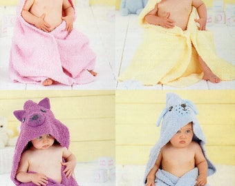 Sirdar Snuggly Snowflake DK & Snuggly DK Baby Hooded Blankets Knitting Pattern PDF Download