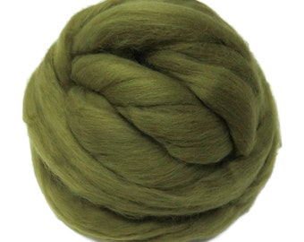 Merino / Silk Roving, (Olive)