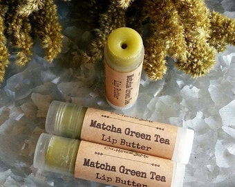 MATCHA GREEN TEA Lip Butter, Matcha lip balm, Green Tea lip balm, natural lip butter, unscented lip balm, lip butter