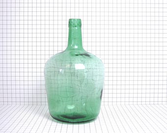 Vintage demijohn bottle 5 liters - Green demijohn bottle - French green glass demijohn carboy wine bottle 5 liters -Glass Demijohn bottle