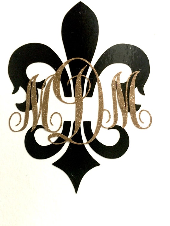 Fleur de Lis Mardi Gras Monogram Glitter Initial Monogram