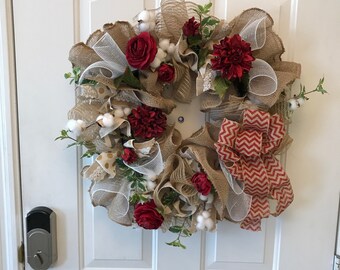 Deep red burlap