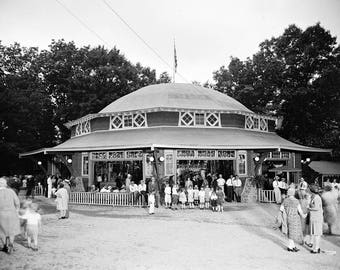 1920-1935 Carousel, Glen Echo Park, MD Vintage Photograph 8.5" x 11"