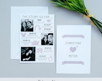 Save the Date | Love story timeline save the date | Wedding invitation save the date | Classic wedding invite