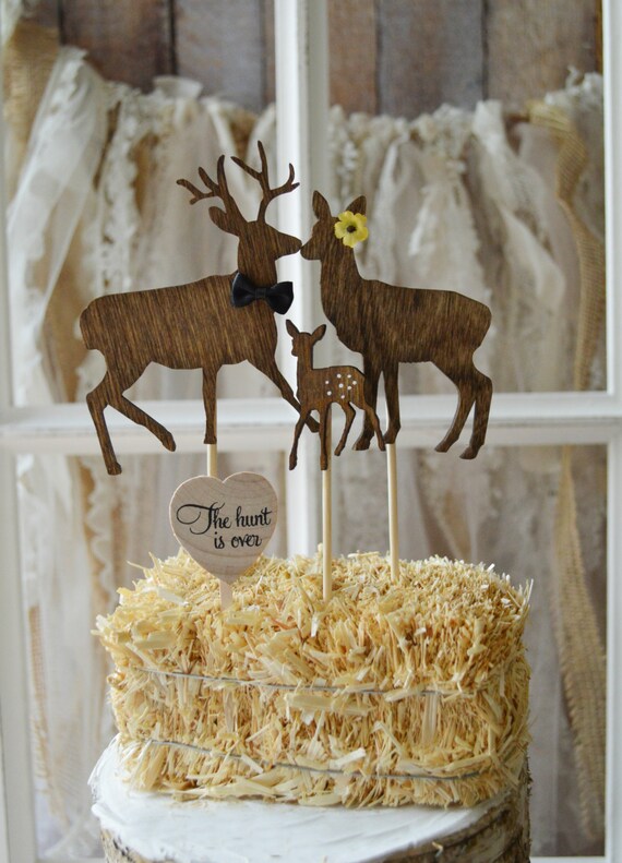 Deer hunting themed baby shower wedding cake topper gender