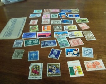 36 vintage Australian potage stamps