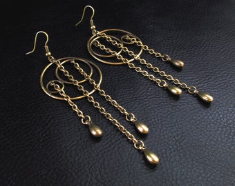 Modern statement earrings, geometric asymmetric shoulder dusters