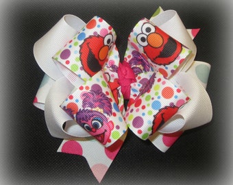 Elmo Hairbow, Triple hair bow, Abby Hair Bow, 5 or 6 inch bow, Boutique Bows, Baby Headband, Big Boutique Bow, Birthday Party Bows, 1st bday