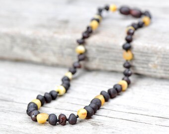Raw amber teething necklace