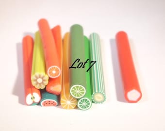 Set of 10 canes polymer fruit 50mm