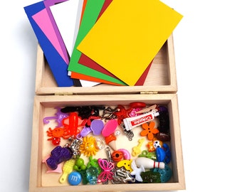 Montessori inspired color sorting box, preschool learning toy, counting and sorting toy, Waldorf learning toy, Montessori math material,