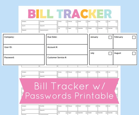 bill organizer template