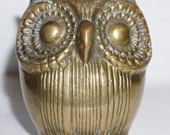 An Old Brass Owl sculpture Vintage Owl statue Owl Ornament Owl Paperweight Rare showpiece